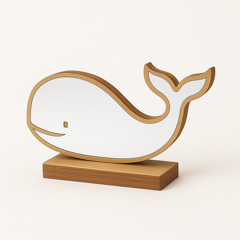 Επιτραπέζιο διακοσμητικό φάλαινα από ξύλο με καθρέφτη silver mirror – So Cute by Dimi