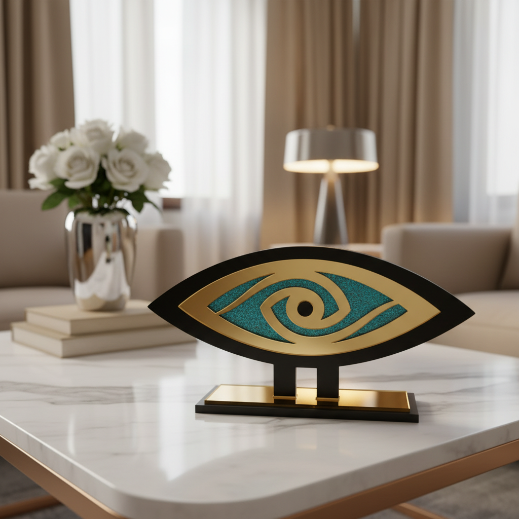 Γούρι χονδρικής plexiglass μάτι με στρας και χρυσό καθρέφτη – So Cute by Dimi