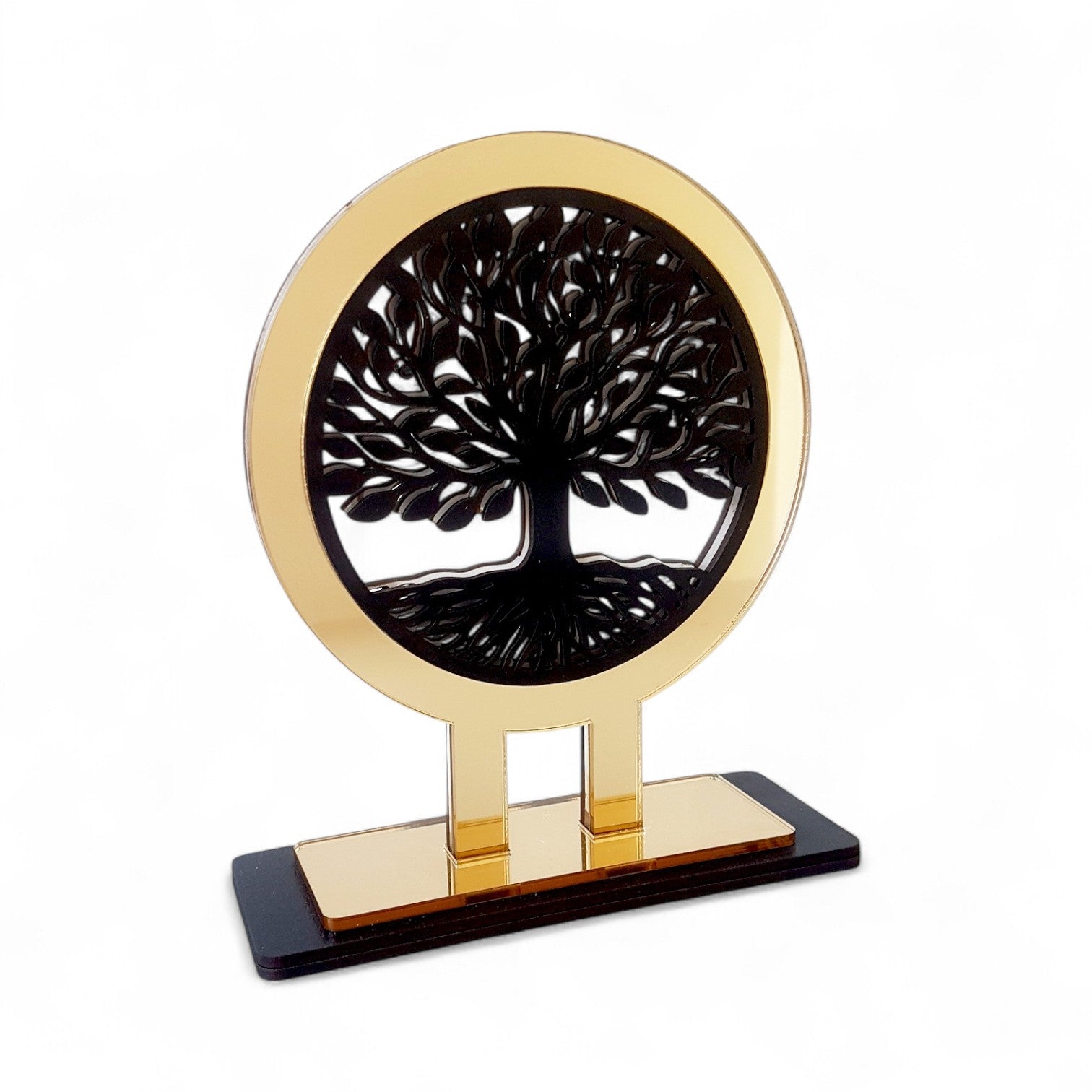 Tree of Life γούρι χονδρική, επιτραπέζιο χειροποίητο ξύλο & χρυσό plexiglass με Δέντρο Ζωής – So Cute by Dimi