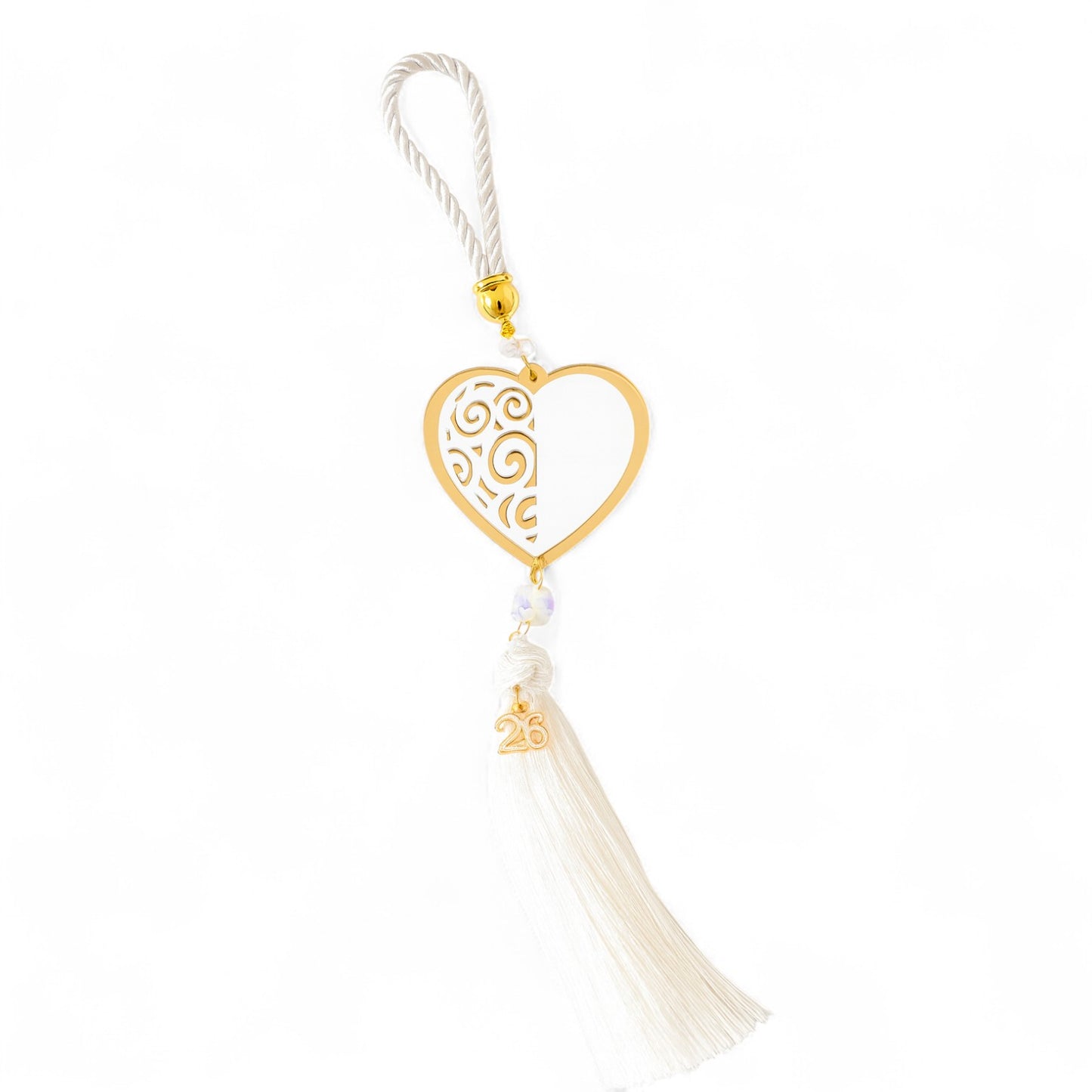 🤍✨ Καρδιά με Κρύσταλλα – Χειροποίητο Κρεμαστό Γούρι 2026