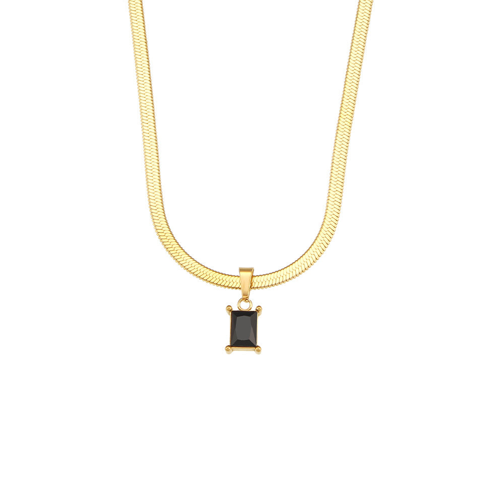 Steel necklace with rectangular zircon