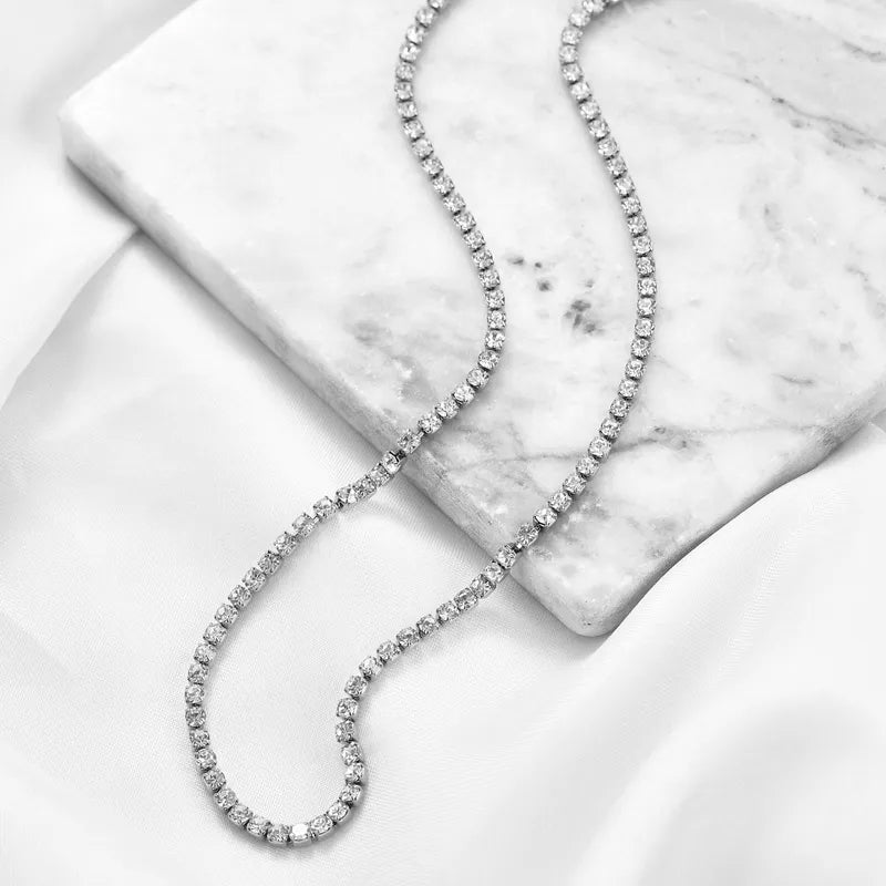 Elegant steel necklace with rhinestones, pack of 1 piece