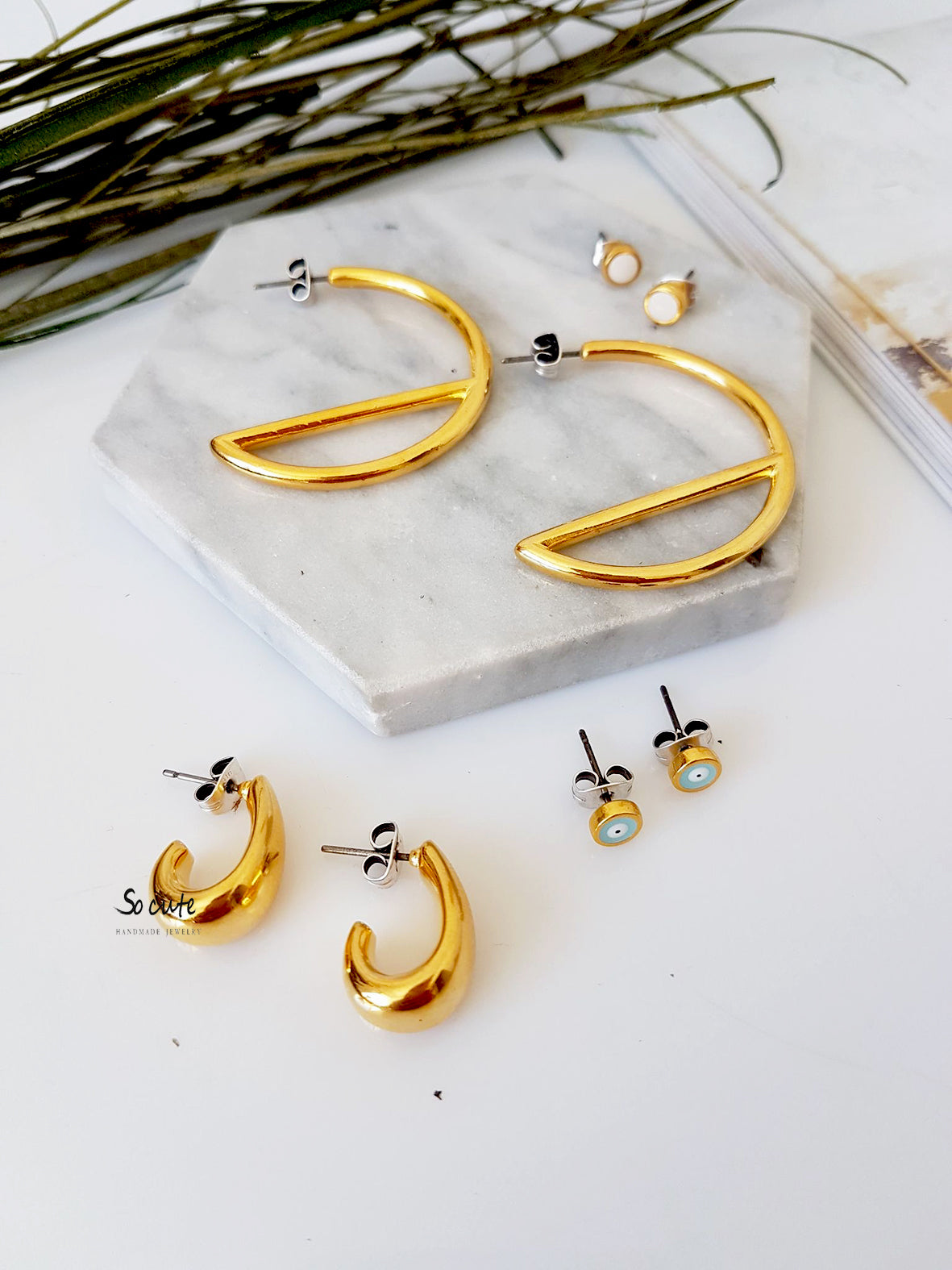 Mini enamel earrings, pack of 5 sets (10pcs)