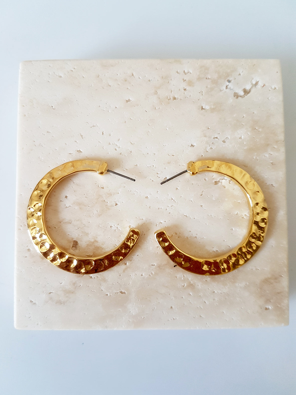 Forged hoop earrings, pack of 2 sets (4pcs)