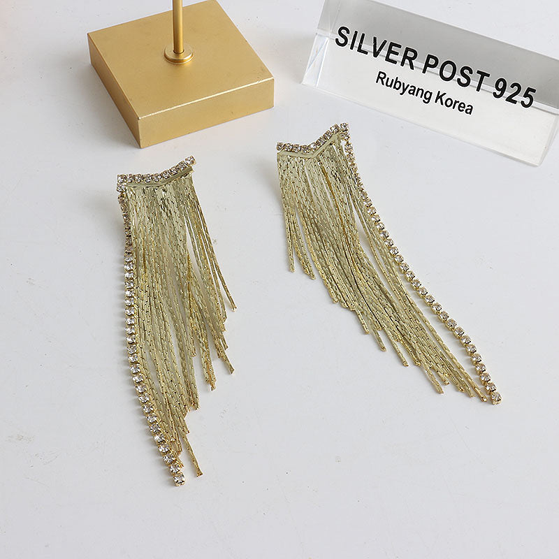 L-shaped drop earrings with rhinestones, pack of 1 pair (2pcs)