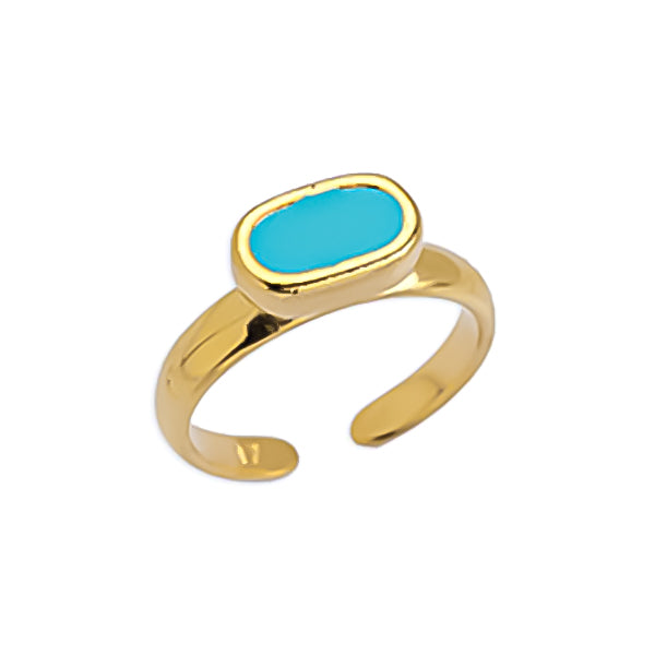 Ring with oval enamel in a package of 3 pieces