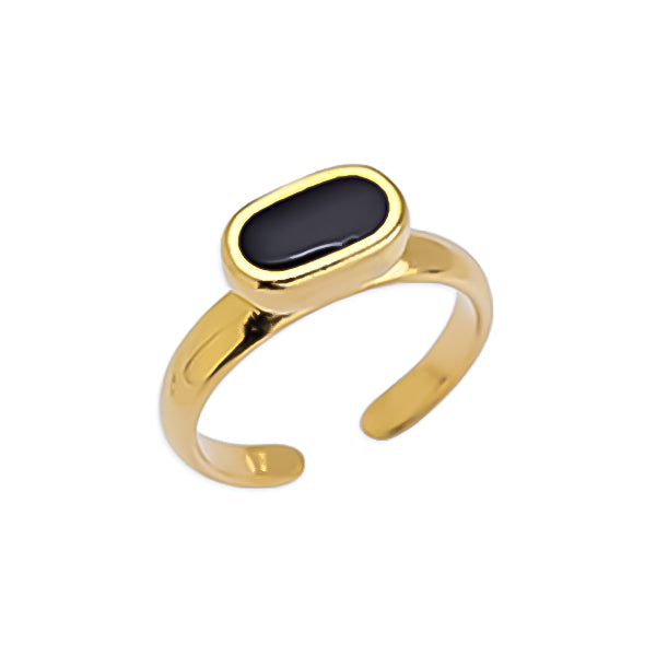 Ring with oval enamel in a package of 3 pieces