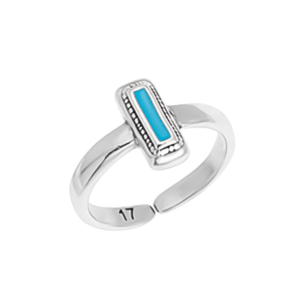 Ethnic rectangle ring with enamel in a package of 3 pieces
