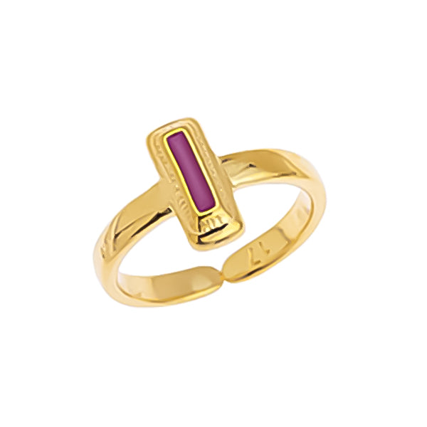 Ethnic rectangle ring with enamel in a package of 3 pieces