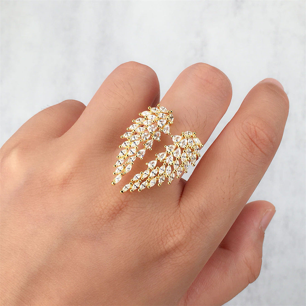 Angel Wings ring with zircon, pack of 1 piece
