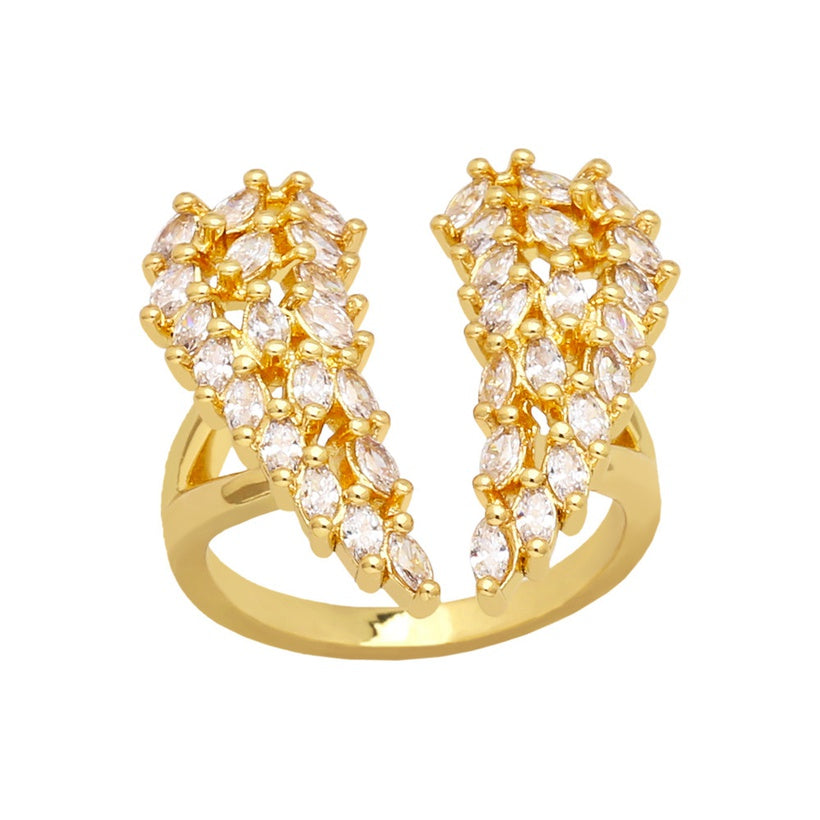 Angel wings ring with zircon, pack of 1 piece
