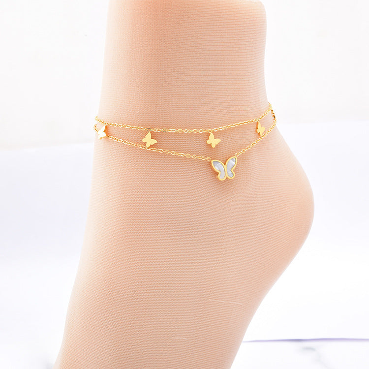 Ankle bracelet with butterflies, pack of 1 piece