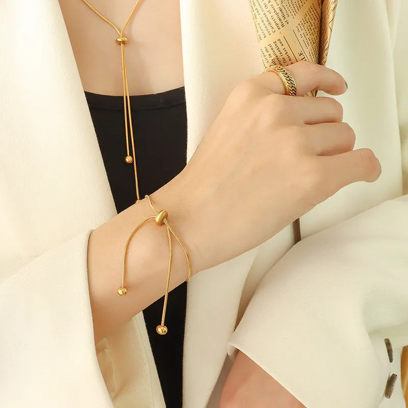 Simple Style Solid Color Titanium Steel Bracelets Necklace
