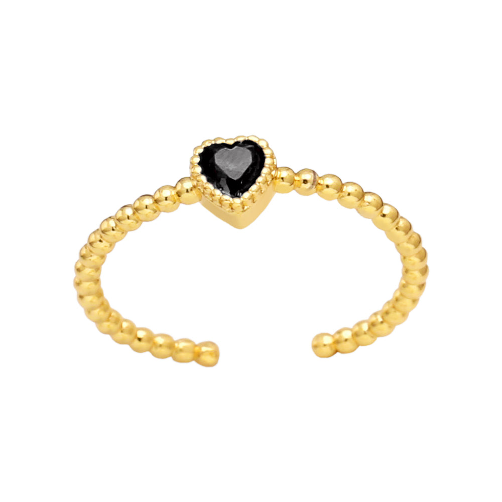 Brass ring with zircon heart