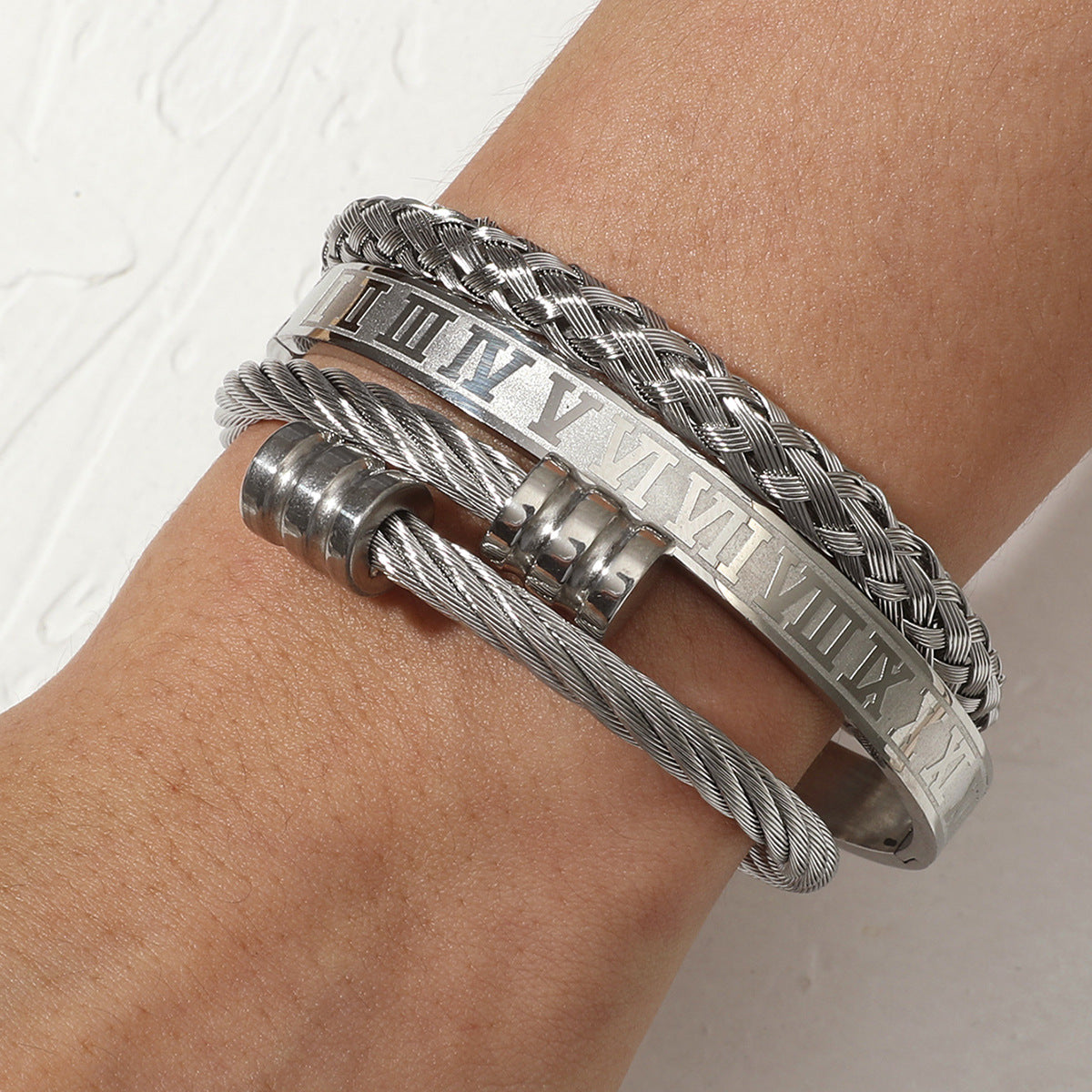 “Dynamic” set of steel bracelets, pack of 1 set (3pcs)
