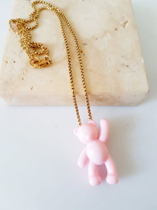 Pink Teddy Bear necklace