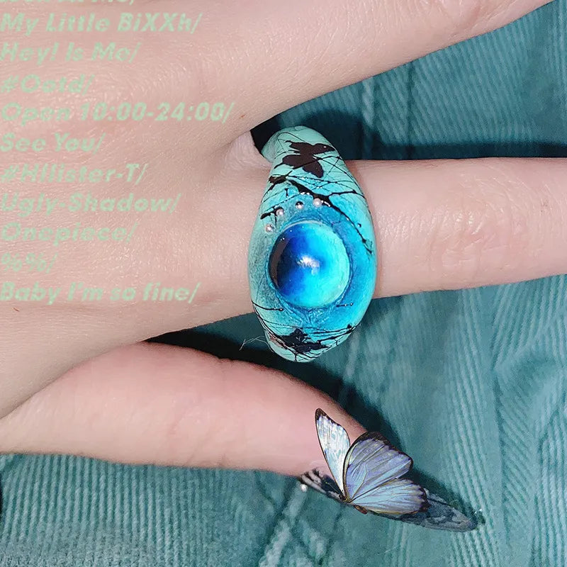 Fashion Devil'S Eye Polka Dots Copper Enamel Open Ring