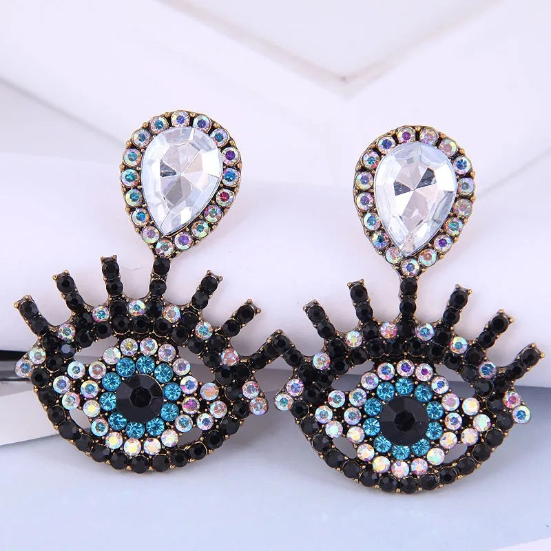 Sparkling Diamond Devil's Eye Earrings
