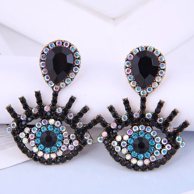 Sparkling Diamond Devil's Eye Earrings