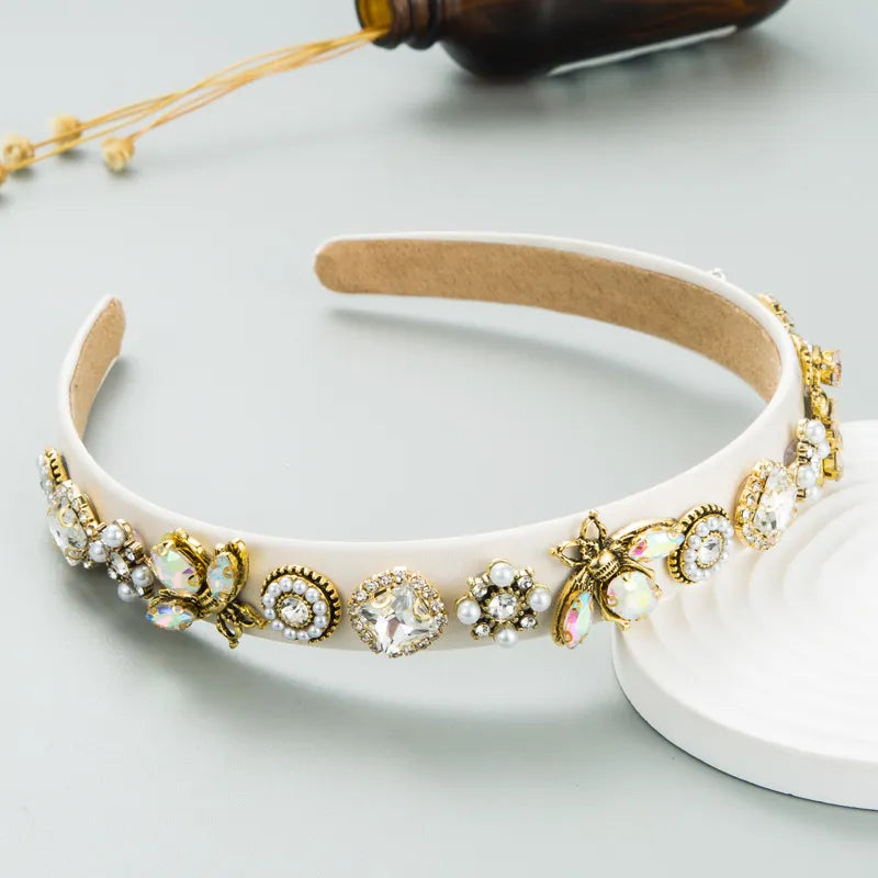 Fashion New Bee Rhinestone-Encrusted Pearl Hair Accessories Headband