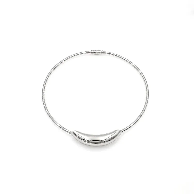 Modern Style Round Stainless Steel Plating Choker, pack of 2