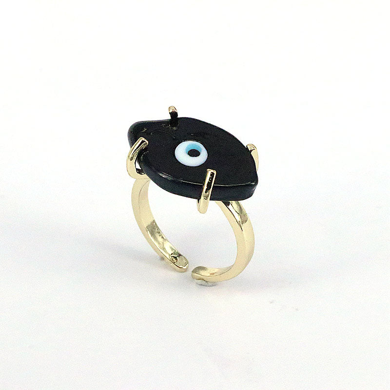 Retro Devil'S Eye Copper Gold Plated Glass Stone Open Ring