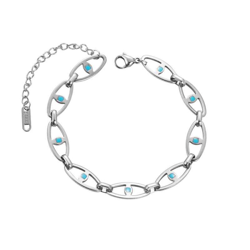 Stainless steel chain evil eye bracelet