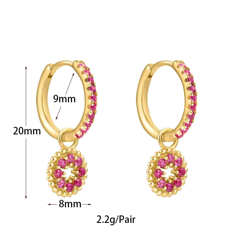 INS Style Round Earring by Copper with Inlay Zircon