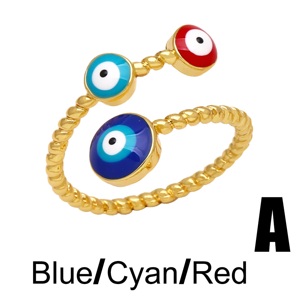 Eye Copper Enamel Plating Open Ring