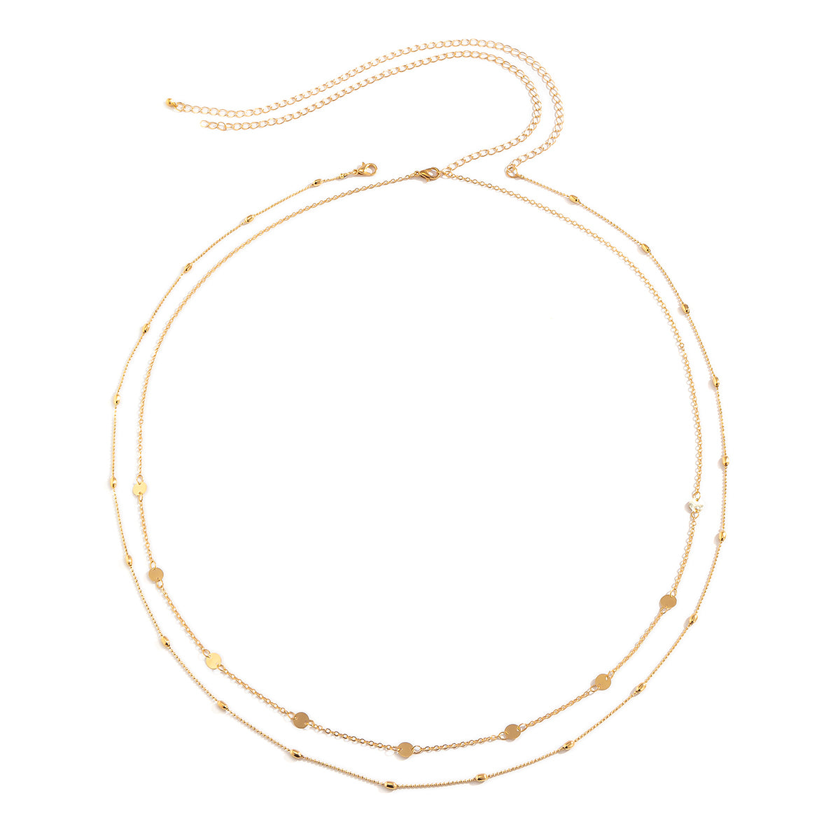 1 Set Fashion Round Metal Copper Layered Tassel Chain Women'S Waist Chain