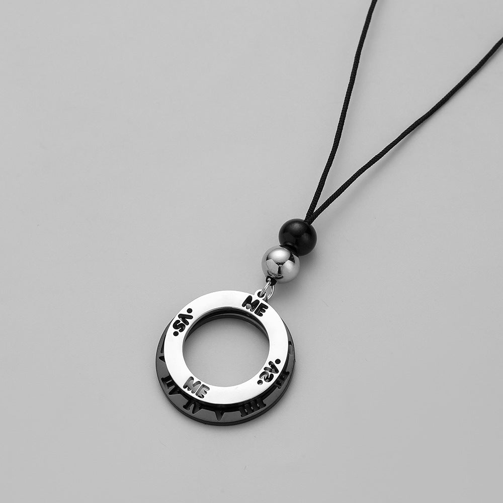 Circle Number Titanium Steel Men'S Pendant Necklace, in a pack of 2 pieces