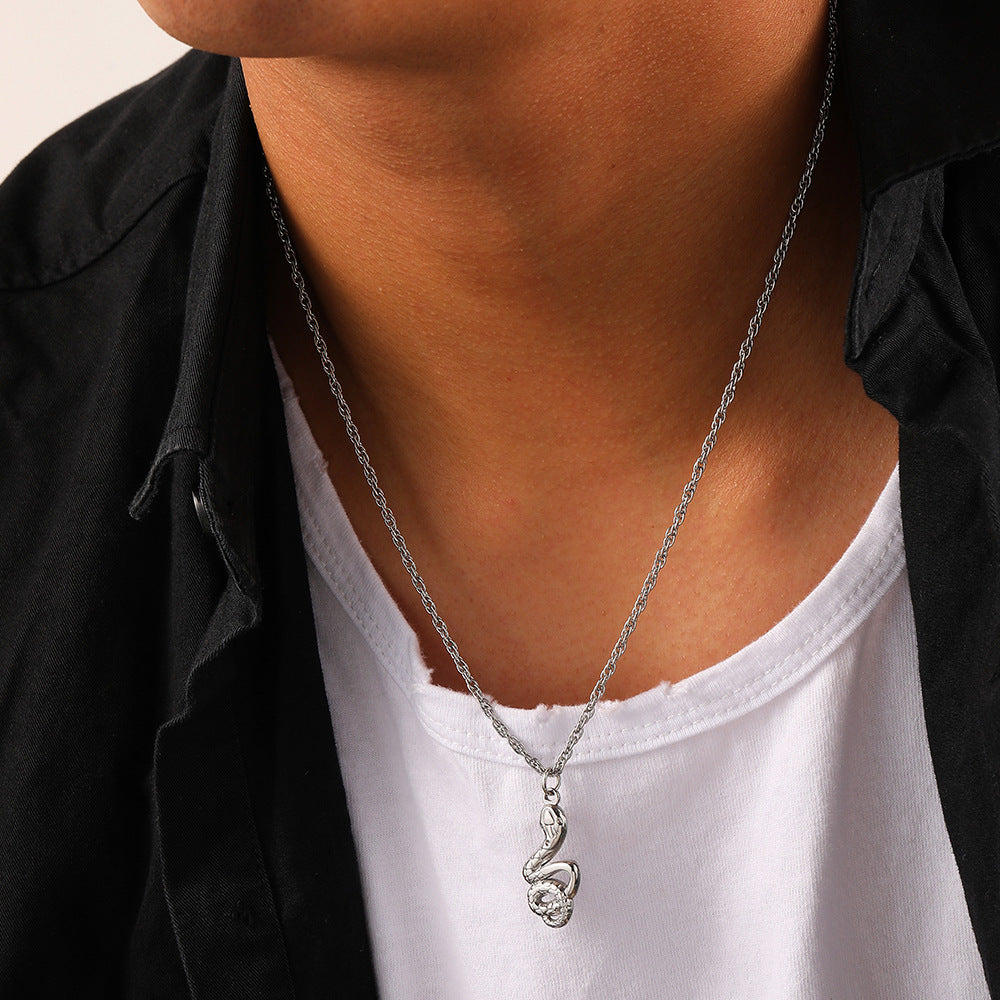 Snake Stainless Steel Men'S Necklace, in a pack of 2 pieces