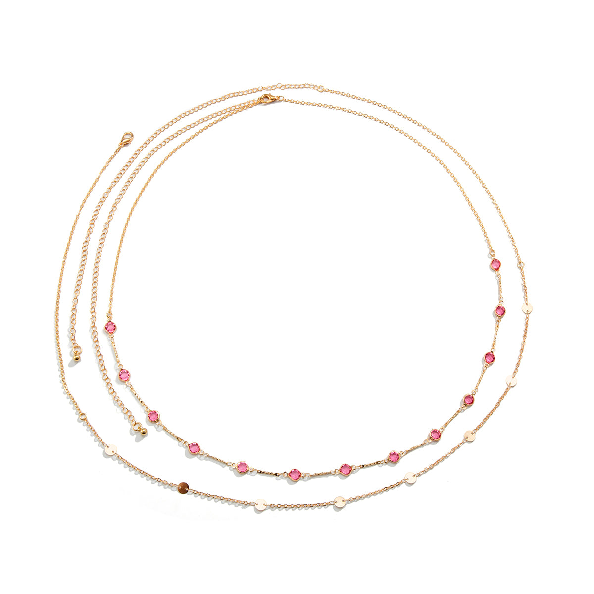 Round Dots Tassel Alloy Copper Layered Inlay Rhinestones Women'S Waist Chain