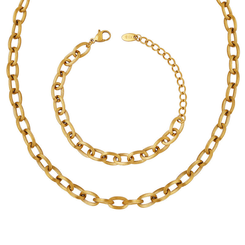 Fashion Geometric Titanium Steel Plating Bracelets Necklace