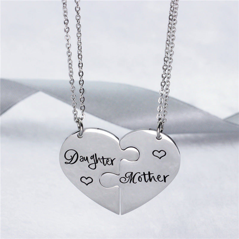 Simple Style Letter Heart Shape Titanium Steel Pendant Necklace, in a pack of 3 pieces