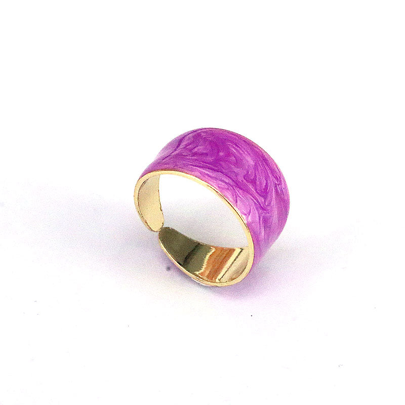 Hip-Hop Vintage Style, Round Copper, Enamel Plating, Gold Plated Open Ring