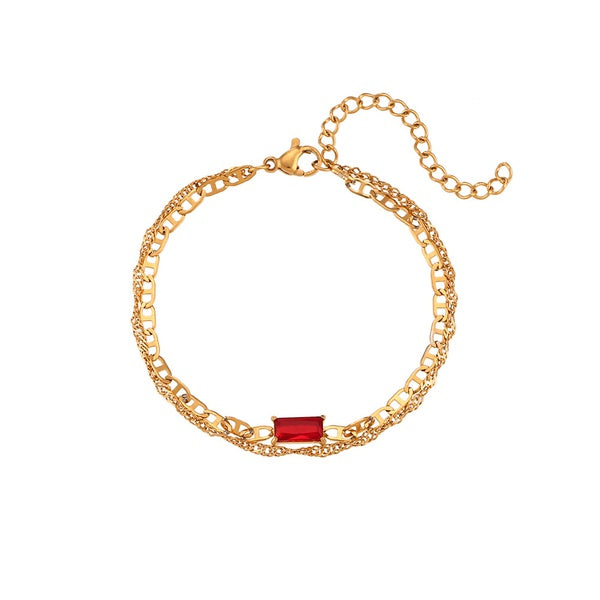 Elegant Square Stainless Steel Gold Plated Zircon Bracelet - SoCuteb2b