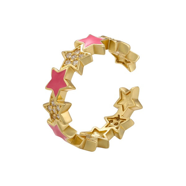 Star brass ring with zircon