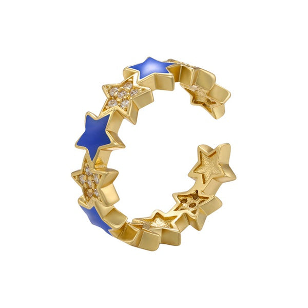 Star brass ring with zircon