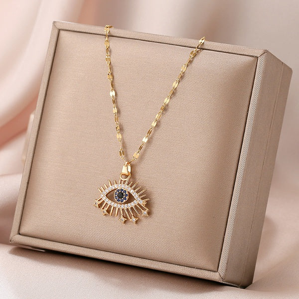 Vintage Style Eye Stainless Steel Pendant Necklace