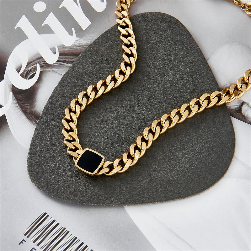 New Style Simple Square Stainless Steel Oil Dripping Clavicle Chain - SoCuteb2b