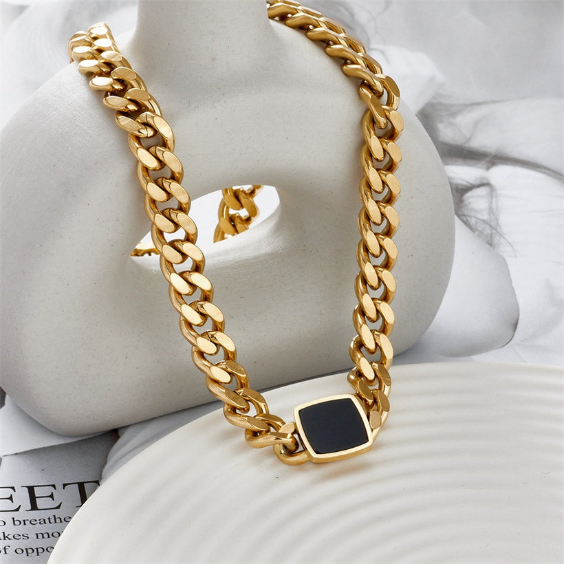 New Style Simple Square Stainless Steel Oil Dripping Clavicle Chain - SoCuteb2b