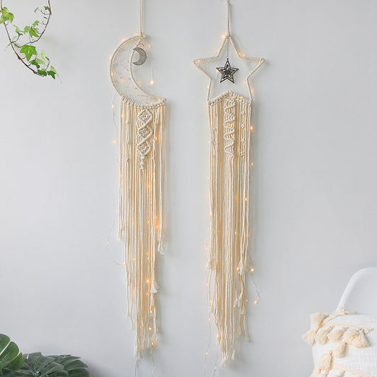 Star & Moon dream catcher cotton thread weaving pendant