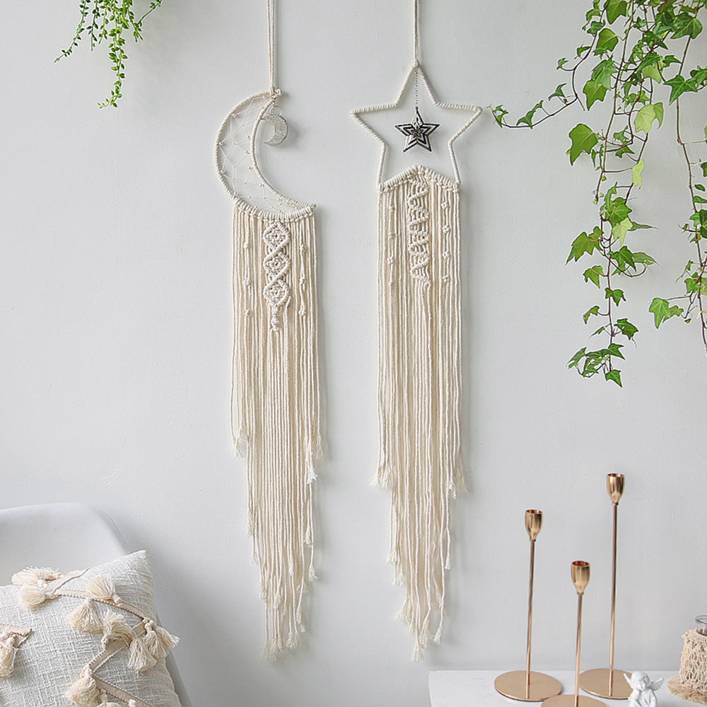 Star & Moon dream catcher cotton thread weaving pendant