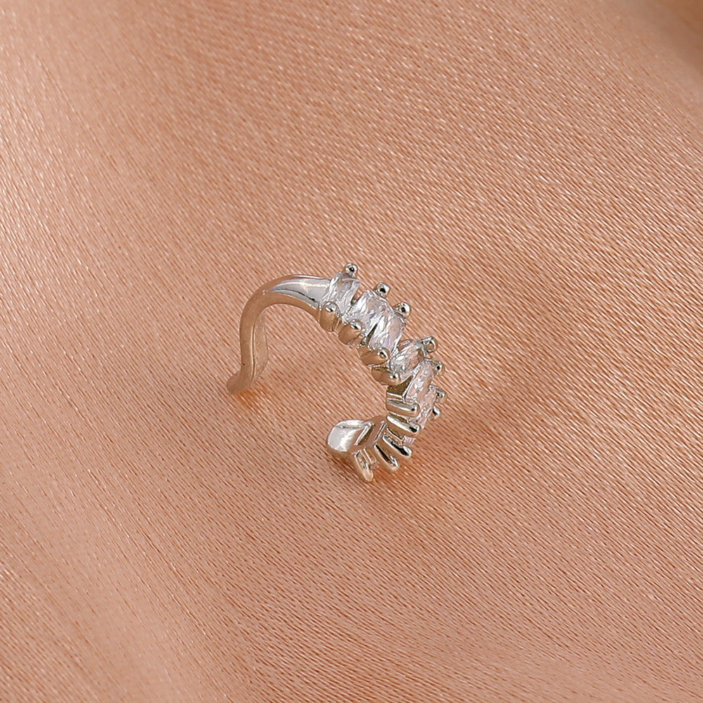 Retro copper inlaid zircon C-shaped irregular ear clip1 piece