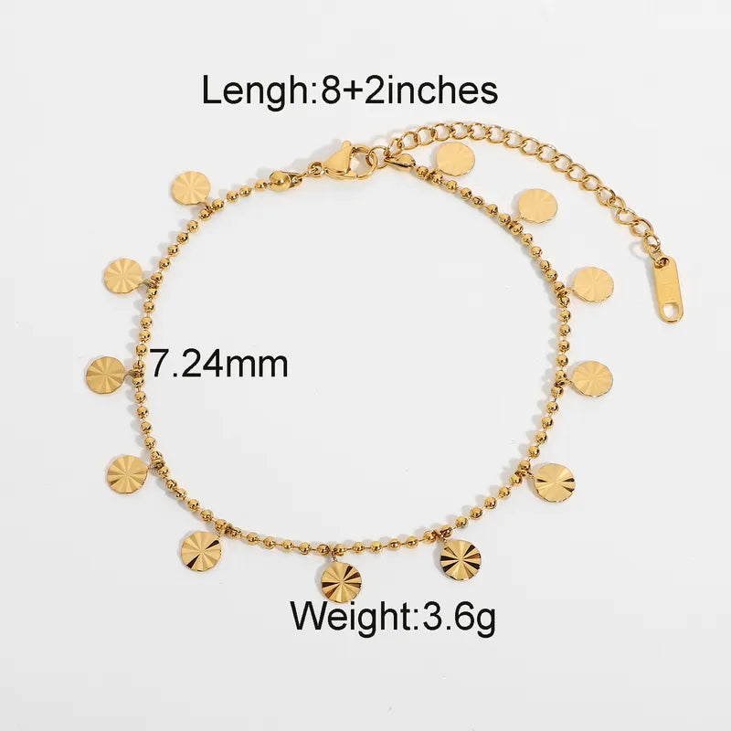 Simple style Stainless Steel Anklet with Disc shaped Pendant Beads