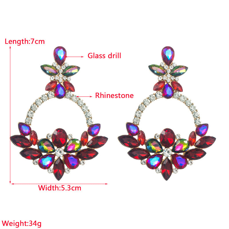 Fashion Flower Alloy Inlay Rhinestones Drop Earrings - SoCuteb2b