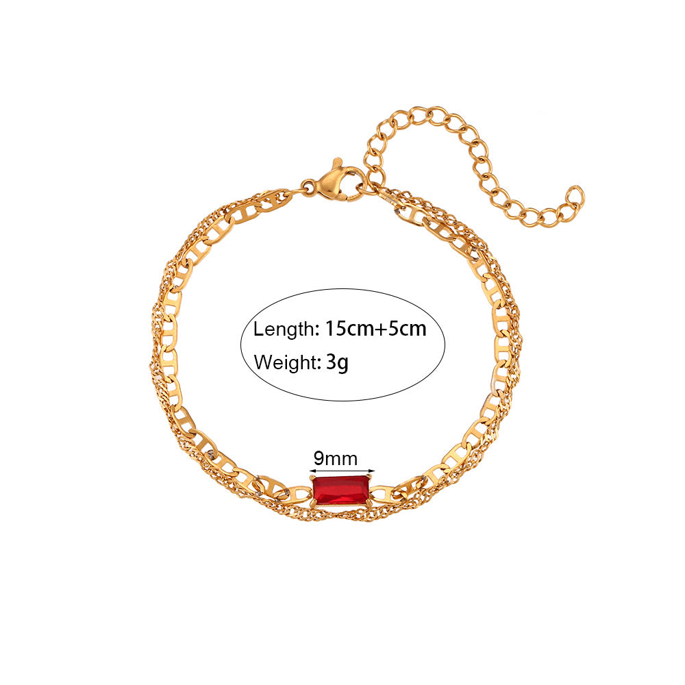 Elegant Square Stainless Steel Gold Plated Zircon Bracelet - SoCuteb2b