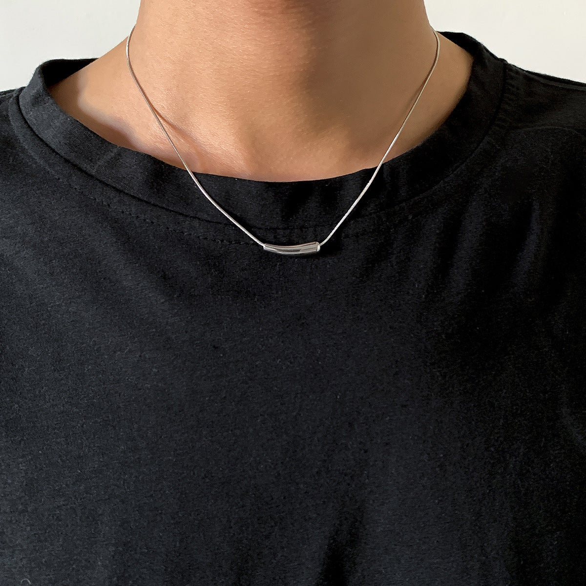 Simple Style Geometric Titanium Steel Polishing Men'S Necklace