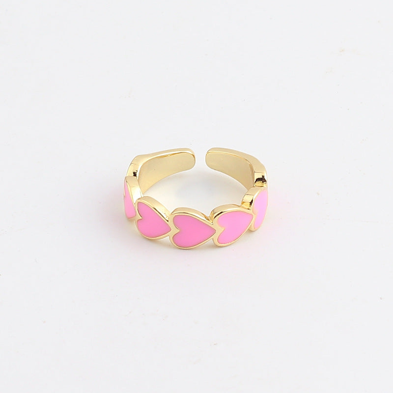 Fashion Heart Shape Copper Plating Open Ring Pack of 2 rings